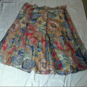 Coldwater Creek Multi Color Paisley Print Skirt